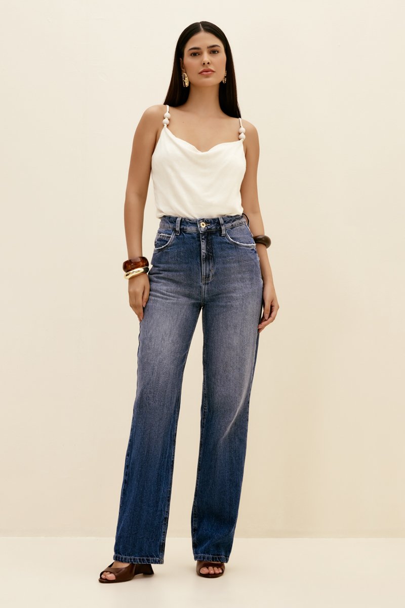 Calça Feminina Hailey Reta - De Algodão Jeans Feminino Dimy